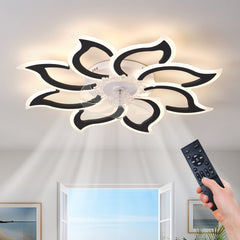 37In Black Ceiling Fan with Lights, Remote Control 3 Color Temperatures,6 Gear wind Speed Fan Light