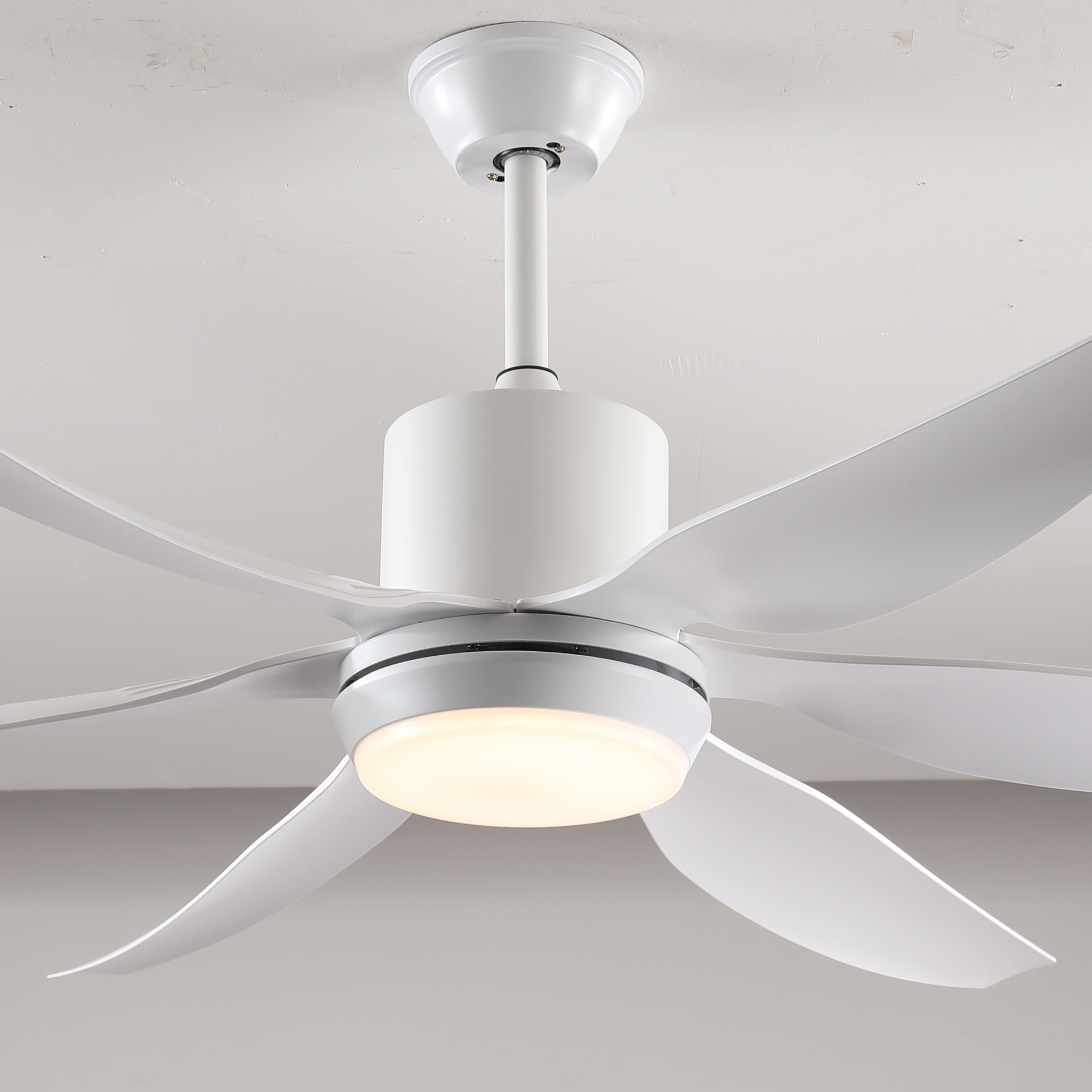 6 PCS ABS Blades  56 Ceiling Fan With Light Kit 3 Color LED Light Source, DC 6 Speed ,Remote Control Ceiling Fan  for Patio Living Room, Bedroom, Office,Indoor.(( White  )