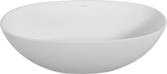 65" Freestanding Solid Surface Bathtub, Luxury Handcrafted Stone Resin Freestanding Soaking Bathtub with Overflow and Pop-up Drain, Matte White 24S06-65MW