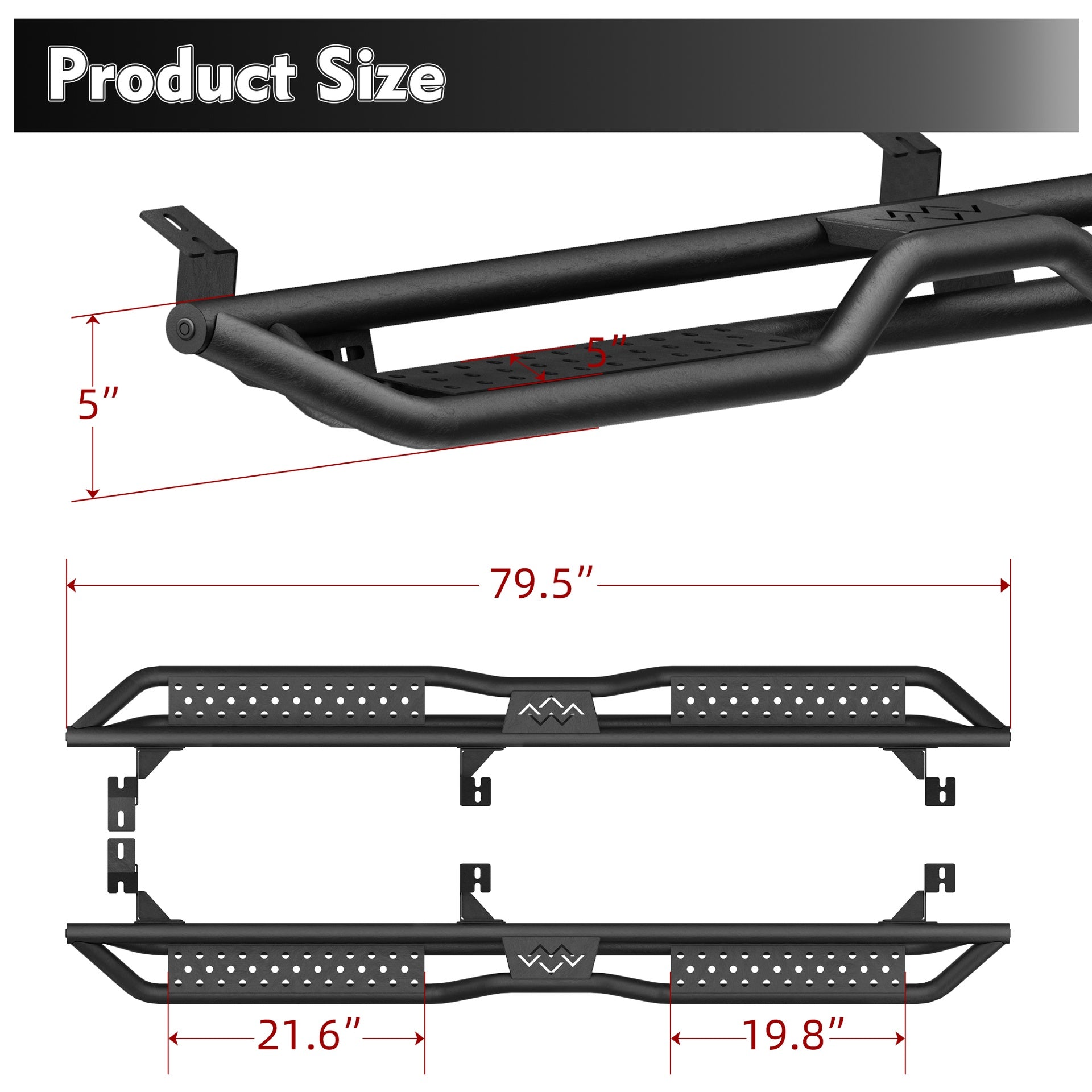 Running Boards For 05-23 Toyota Tacoma Double / Crew Cab Drop Side Steps Bar