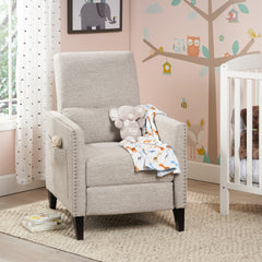Pushback Recliner Chair with side pocket, Fabric Armchair Push Back Recliner with Rivet Decoration, Mid Century Accent Chair for Living Room, Bedroom