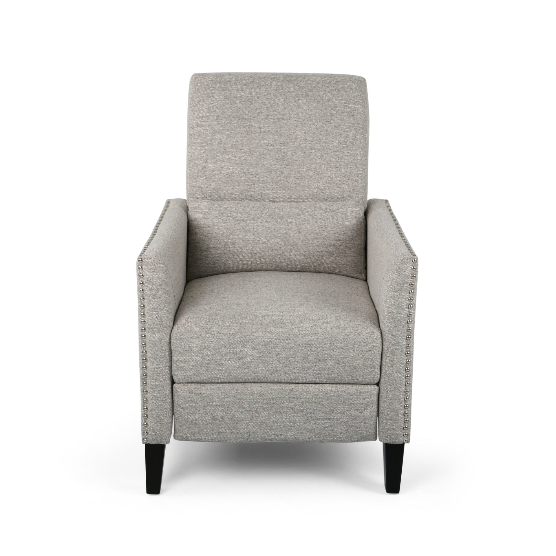 Pushback Recliner Chair with side pocket, Fabric Armchair Push Back Recliner with Rivet Decoration, Mid Century Accent Chair for Living Room, Bedroom