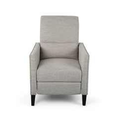 Pushback Recliner Chair with side pocket, Fabric Armchair Push Back Recliner with Rivet Decoration, Mid Century Accent Chair for Living Room, Bedroom