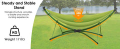 Portable Outdoor/Garden Hammock with Quick-Fold Stand, Adjustable Sunshade, and Storage Bag Adult/Child Hammock Chair Heavy-Duty Hammock Suitable for Camping, Home Gardens, Hotels, Outdoors, Beaches