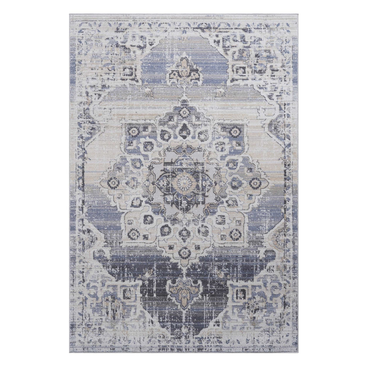 PAYAS Collection 5X7 Cream / Blue / Medallion Area Rug