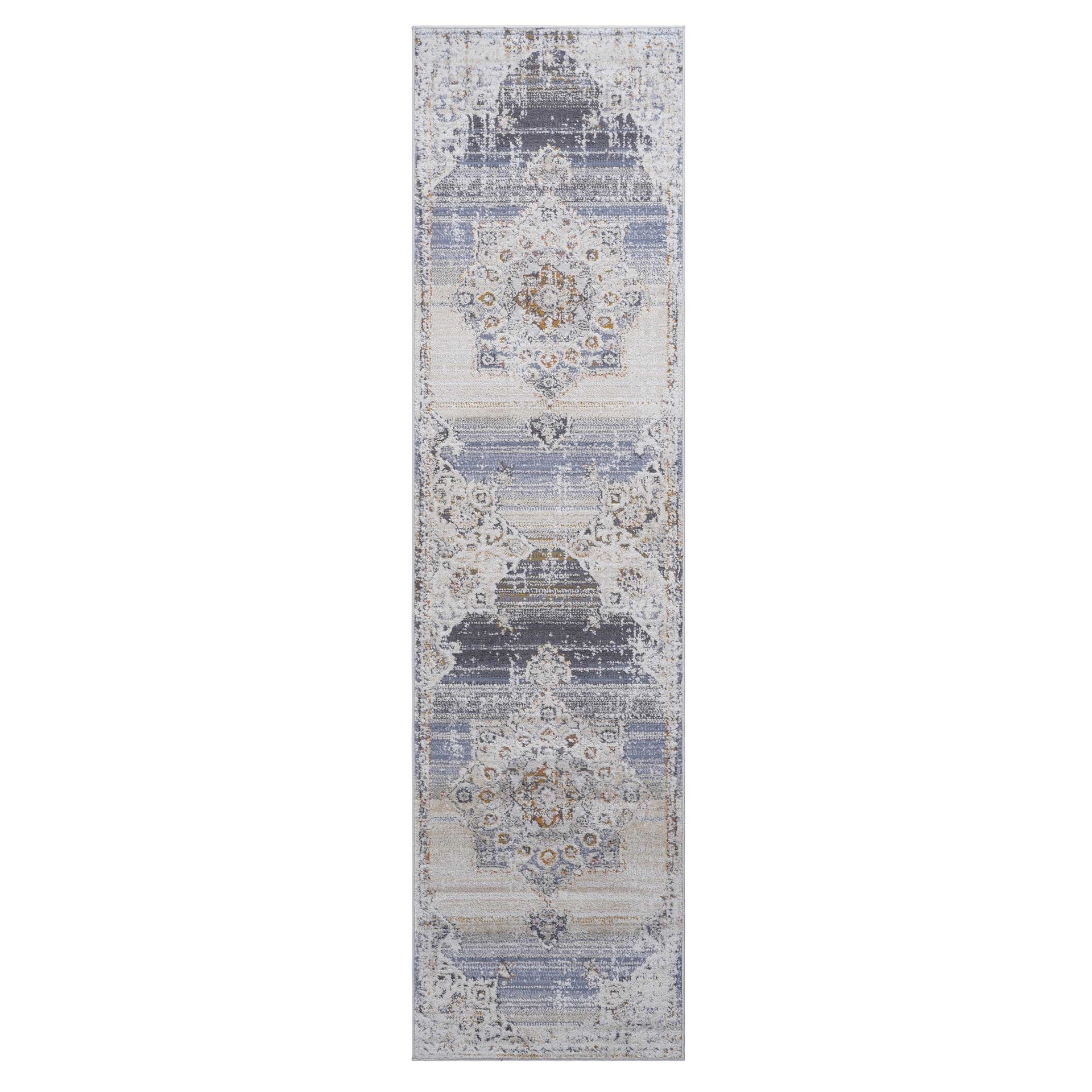 PAYAS Collection 2X8 Cream / Gold / Medallion Runner Rug