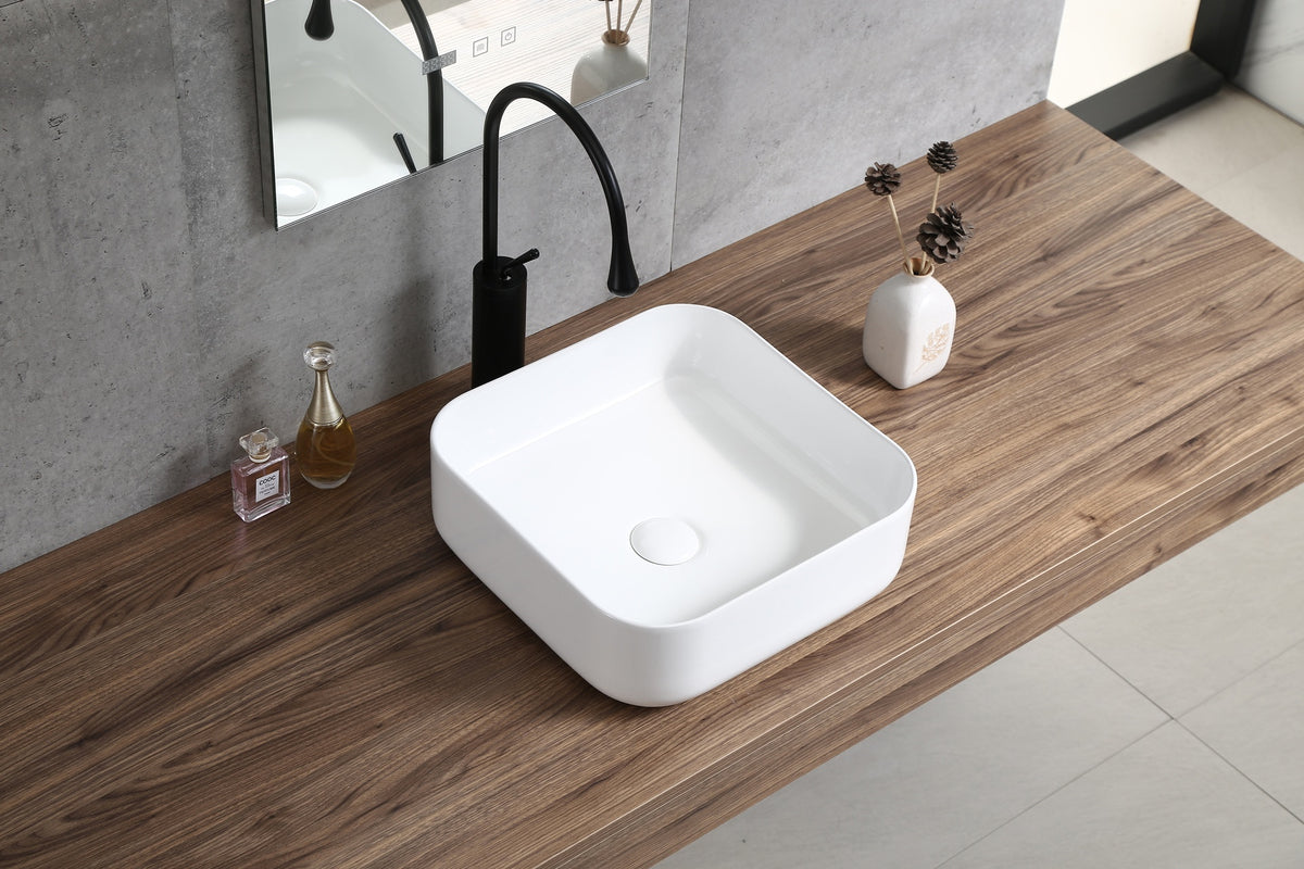 Bothwa Home Square Counter Top  Wash Basin (White Finish) CUPC Certified