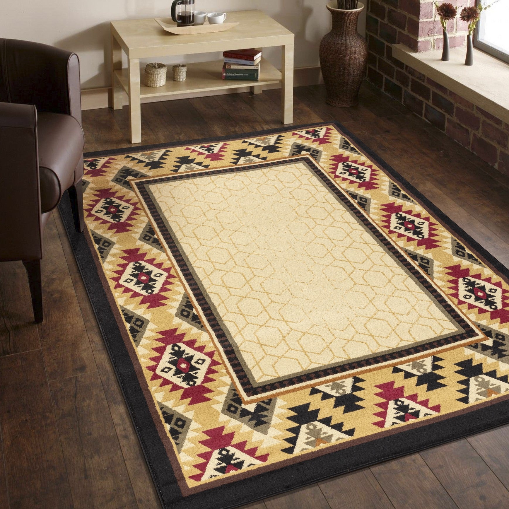 Tribes GC_YLS4007 Cream 2 ft. 7 in. x 7 ft. 3 in. Southwest Area Rug