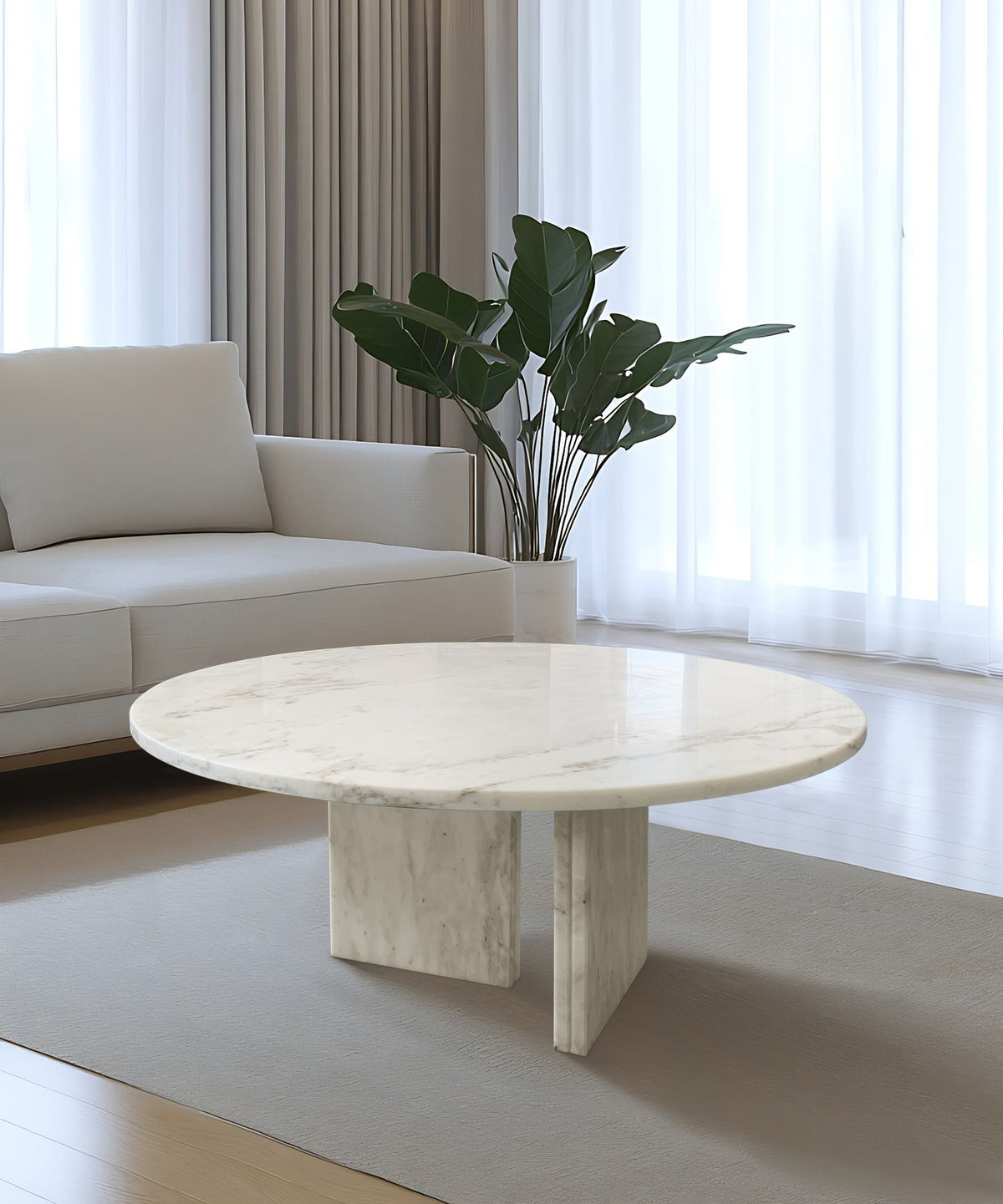 White natural marble coffee table, small table,living room table, natural stone,Ø27.6 h12.6 Inch/Ø70 h32 cm, genuine marble, real marble
