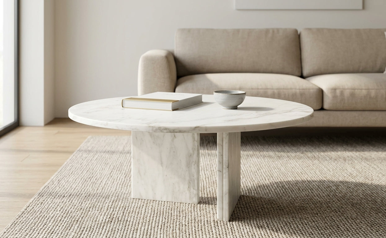 White natural marble coffee table, small table,living room table, natural stone,Ø27.6 h12.6 Inch/Ø70 h32 cm, genuine marble, real marble