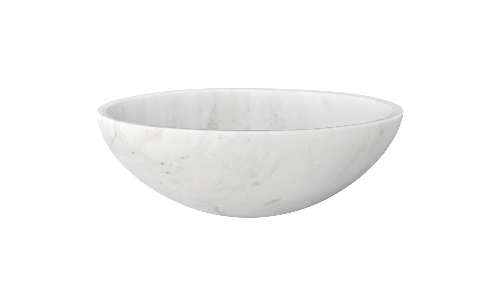 White natural marble bathroom vessel sink, semi-polished surface, natural stone, genuine marble, real marble,  ⌀15.7XH5.9 inches/ ⌀400XH150 mm