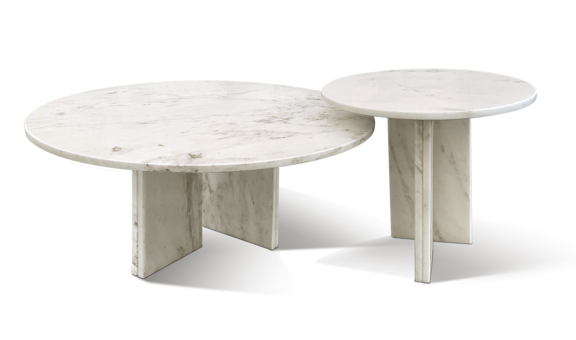 White natural marble coffee table set, small table, living room table, natural stone, genuine marble, real marble