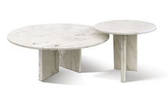 White natural marble coffee table set, small table, living room table, natural stone, genuine marble, real marble