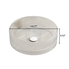 SONNY 14'' Bathroom Round Crystal Glass Sink without Faucet, Transparent