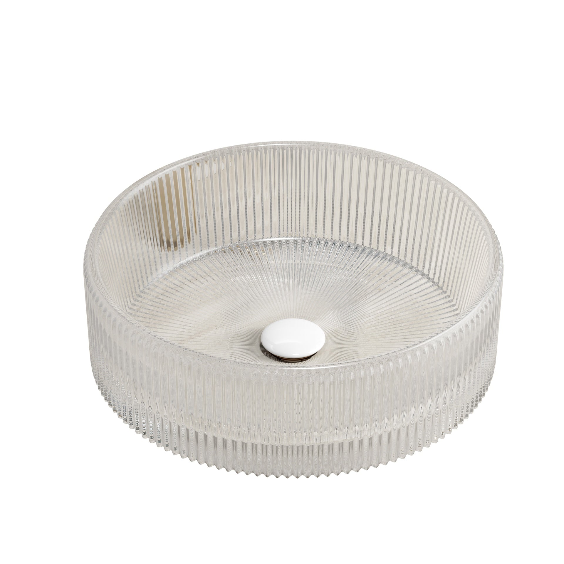 SONNY 14'' Bathroom Round Crystal Glass Sink without Faucet, Transparent