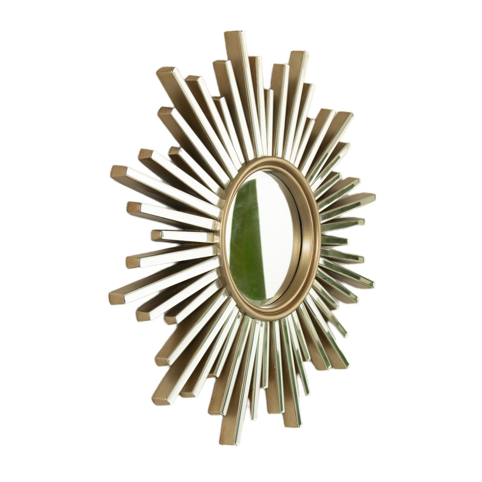 33'' Gemme Mirror, Luxury Style PU Sunburst-shaped Art Decorative Mirror, Suitable for Bathroom, Bedroom, Living Room, Corridor, Entryway, etc.