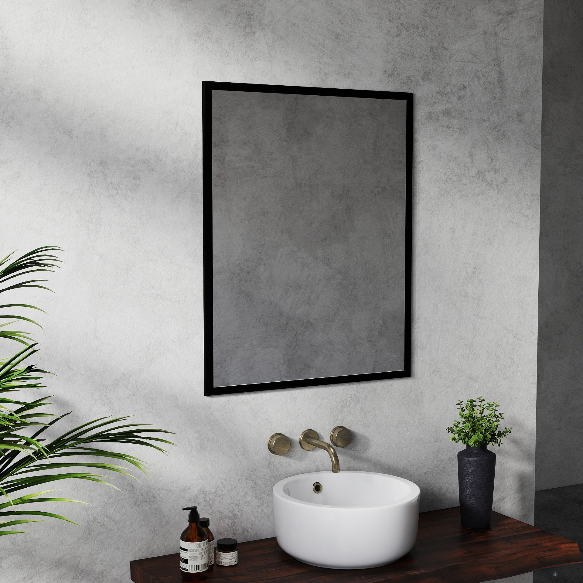 Elevate Your Bathroom Aesthetic with This 24-inch Aluminum Black Mirror!