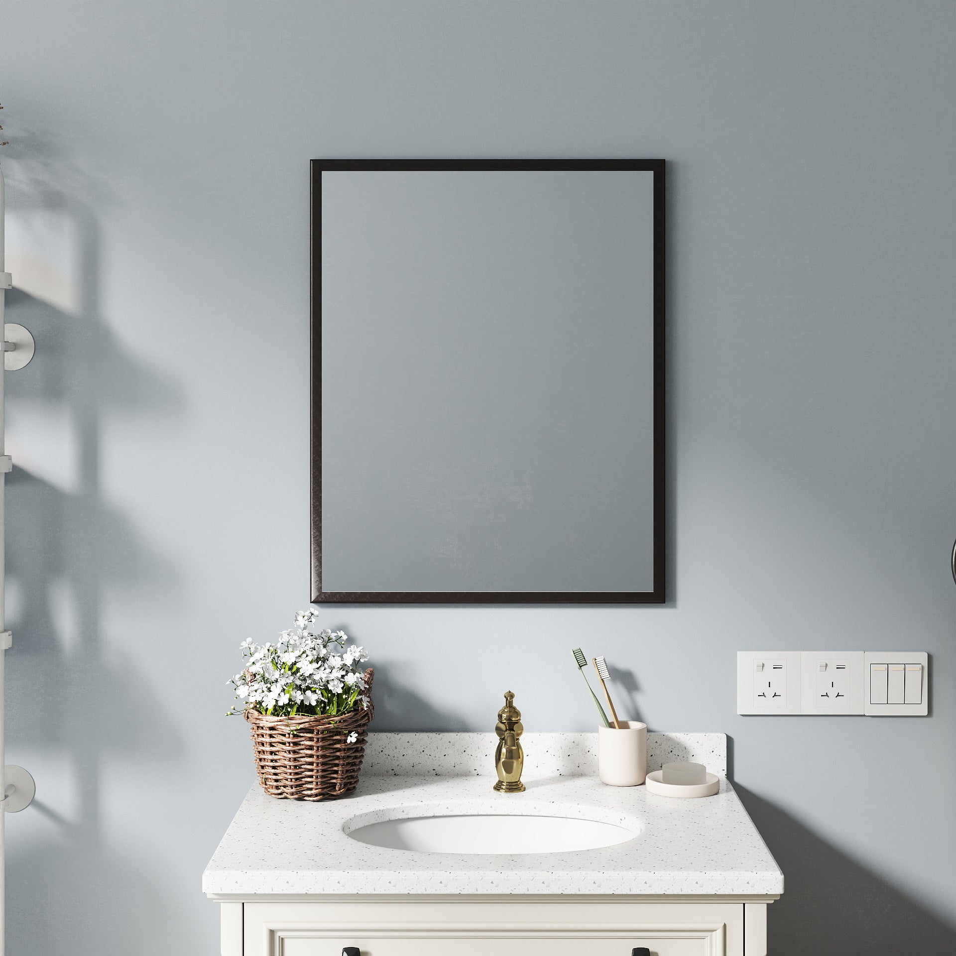 Elevate Your Bathroom Aesthetic with This 24-inch Aluminum Black Mirror!
