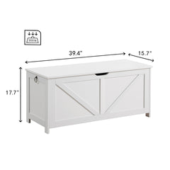Storage Chest,Storage Bench,Retro Toy Box Organizer ,Entryway Storage Bench with 2 Hinges,Easy Assembly,White