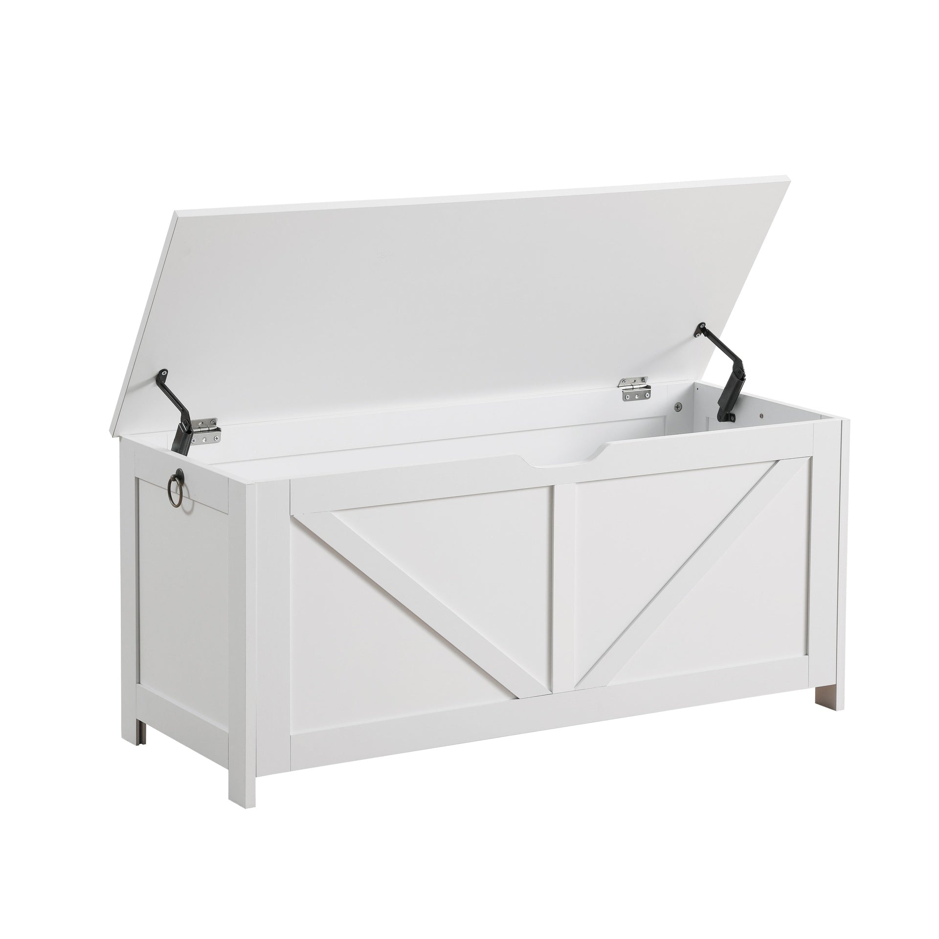 Storage Chest,Storage Bench,Retro Toy Box Organizer ,Entryway Storage Bench with 2 Hinges,Easy Assembly,White