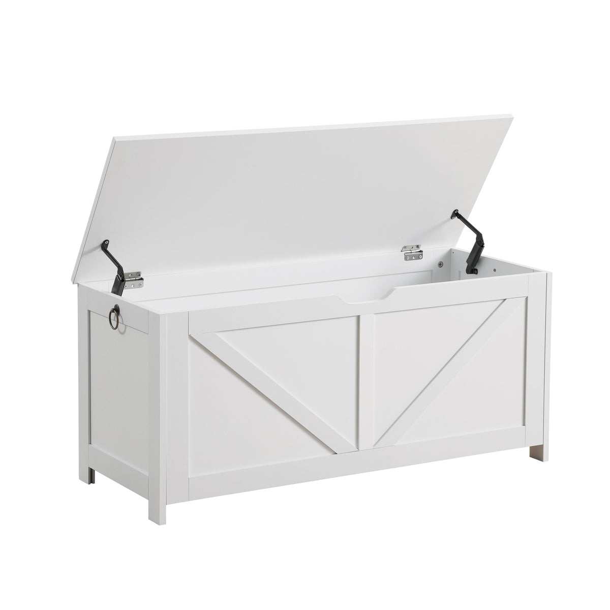 Storage Chest,Storage Bench,Retro Toy Box Organizer ,Entryway Storage Bench with 2 Hinges,Easy Assembly,White