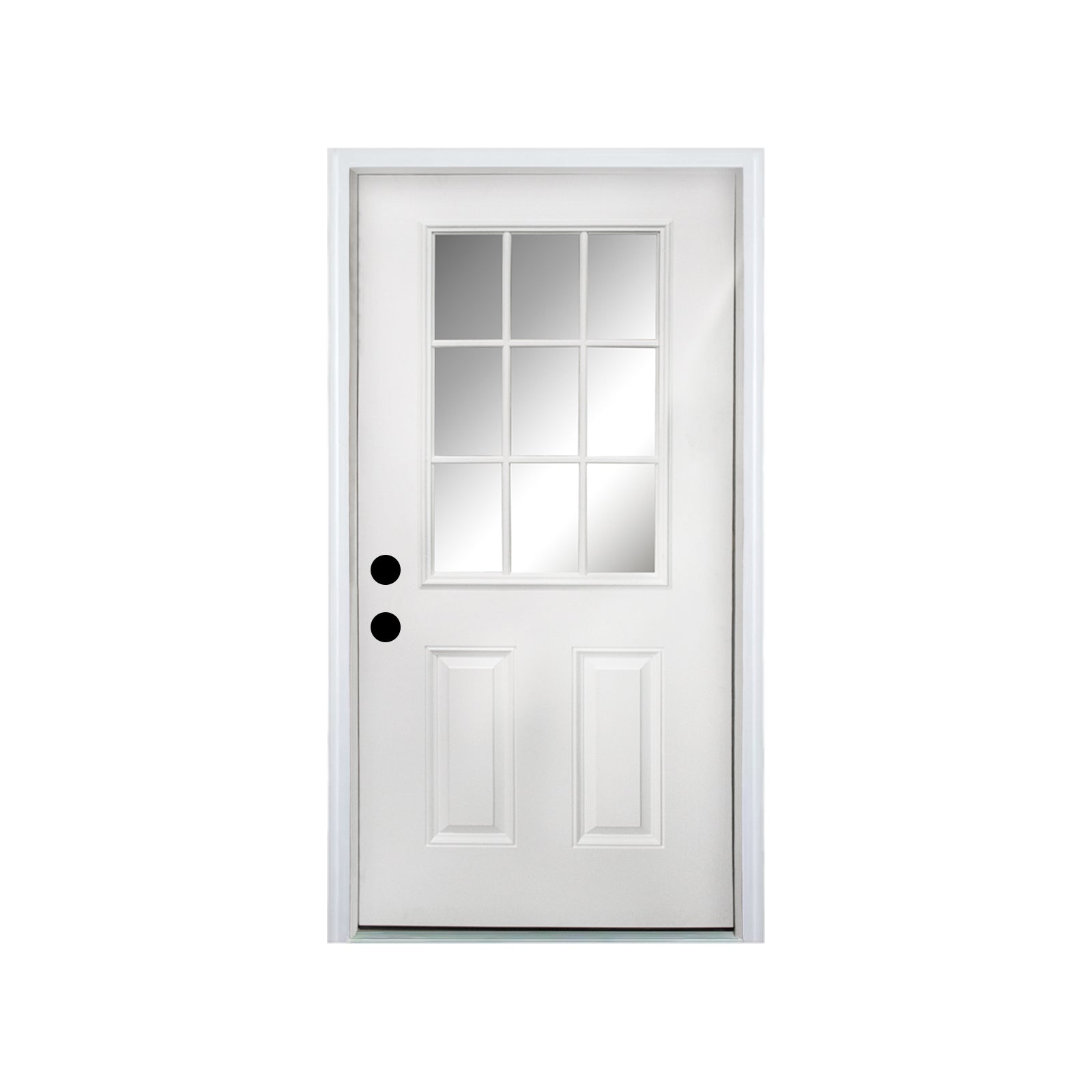 36 x 80 Fiberglass Entry Door Slab, 9 Lite Low-E Glass - Primed Front Door for Home's Front Entrance, Right Hand Inswing, White Oak Wooden Grain Knock-Down Door Slab