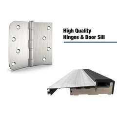 36 x 80 Fiberglass Entry Door Slab, 9 Lite Low-E Glass - Primed Front Door for Home's Front Entrance, Right Hand Inswing, White Oak Wooden Grain Knock-Down Door Slab