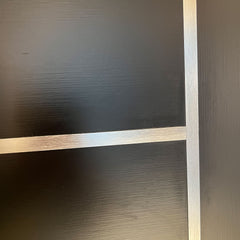 36 x 80 Textured Finished Fiberglass Door with Brickmould, Double-sided Frosted Glass Modern Style for Home's Front Door, 4-9/16 Vinyl Frame, Right Hand Inswing Black Knock-Down Door With Metal Strip