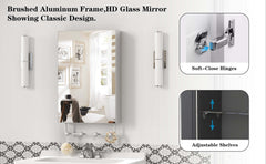 16'' x 24'' Medicine Cabinet with Mirror for Bathroom, Wall Mounted Bathroom Mirror with Storage, Adjustable Shelves, Aluminum Framework, Surface Mount Silver