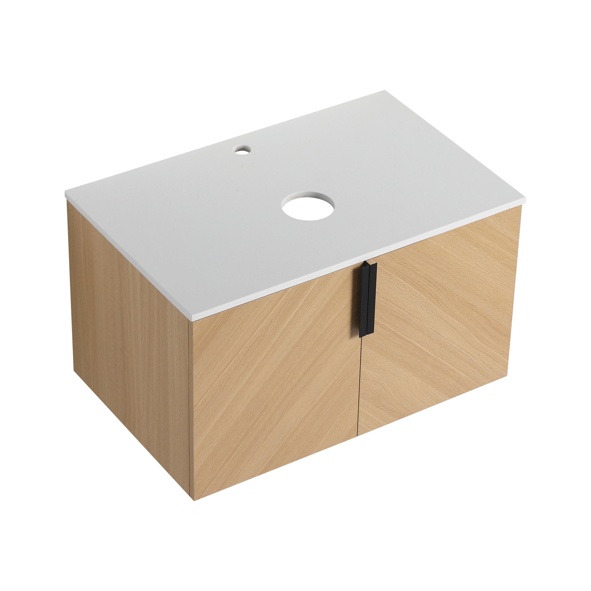 30" Bathroom Vanity With Top Artificial Stone Slab, 2-Soft Close Door, Wall-Mounted Mounting Design, KD-Packing  (Vanity Only, Without Sink)