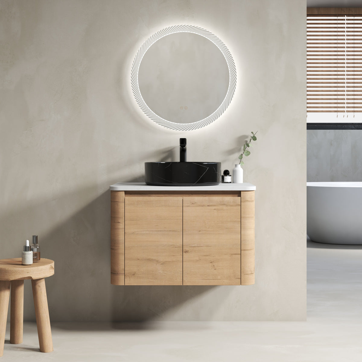 30'' Wall-Mounted Bathroom Vanity With Ceramic Art Sink & 2-Soft-Close Door, KD-Packing, Plywood