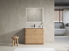 40'' Freestanding Bathroom Vanity with White Ceramic Sink & 2-Soft-Close Door, KD-Packing, Plywood
