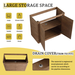 40'' Freestanding Bathroom Vanity with White Ceramic Sink & 2-Soft-Close Door, KD-Packing, Plywood