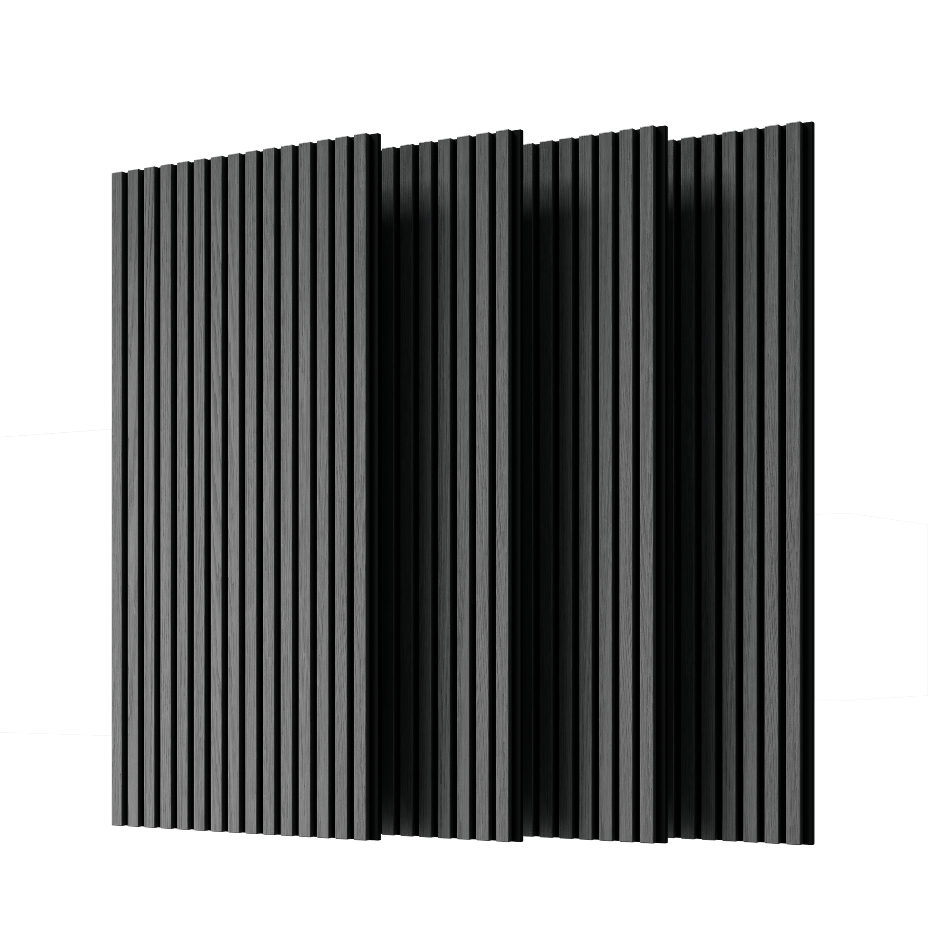 Wood Panels for Wall Slat Wall Panels, 4PC Wood Slat Acoustic Panels for Wall and Ceiling - 3D Fluted Sound Absorbing Panel with Three Sides Fully Wrapped on  Wood Finish -45.27''X23.62''(GRAY)