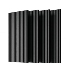 Wood Panels for Wall Slat Wall Panels, 4PC Wood Slat Acoustic Panels for Wall and Ceiling - 3D Fluted Sound Absorbing Panel with Three Sides Fully Wrapped on  Wood Finish -45.27''X23.62''(GRAY)