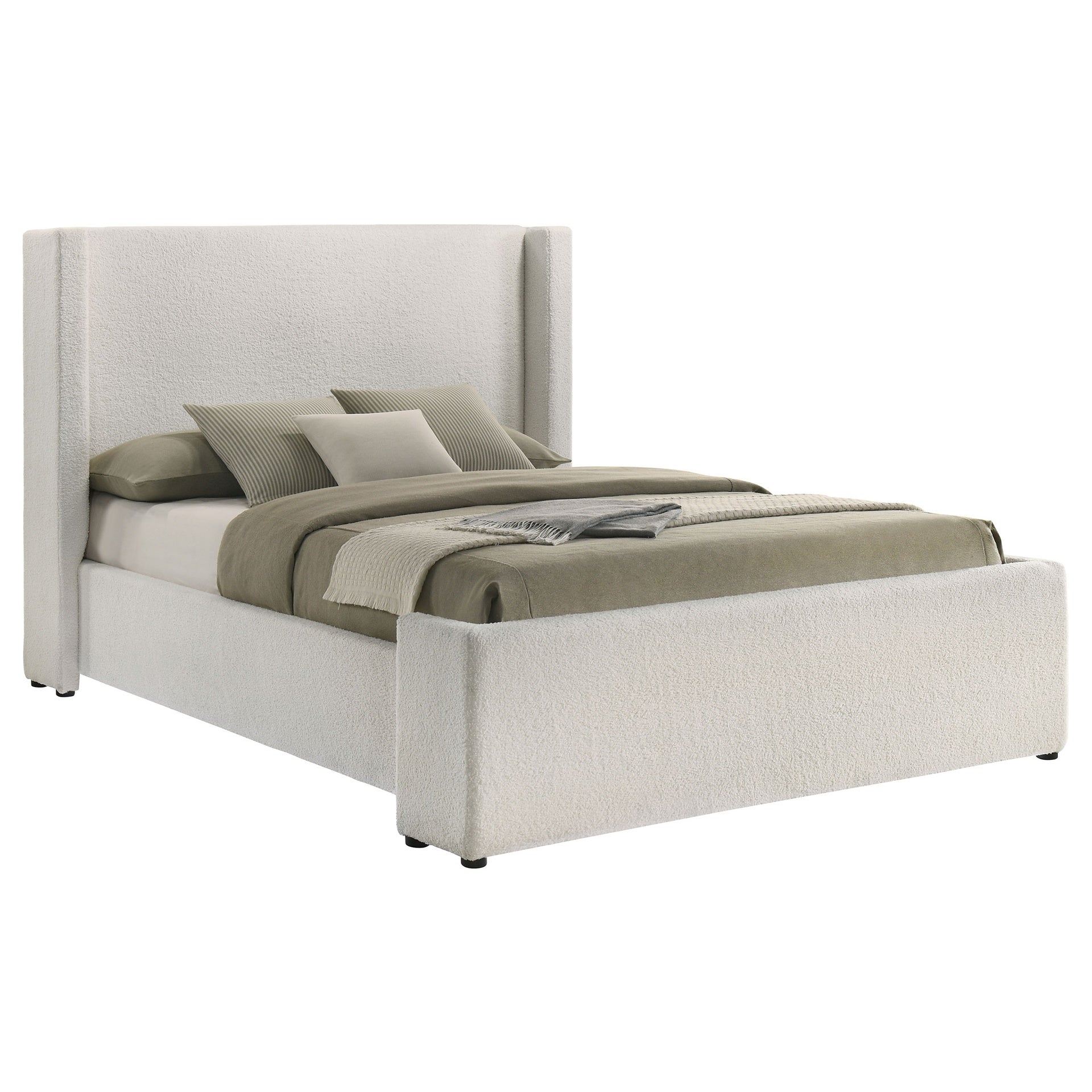 Froberg White Upholstered Wingback Queen Bed