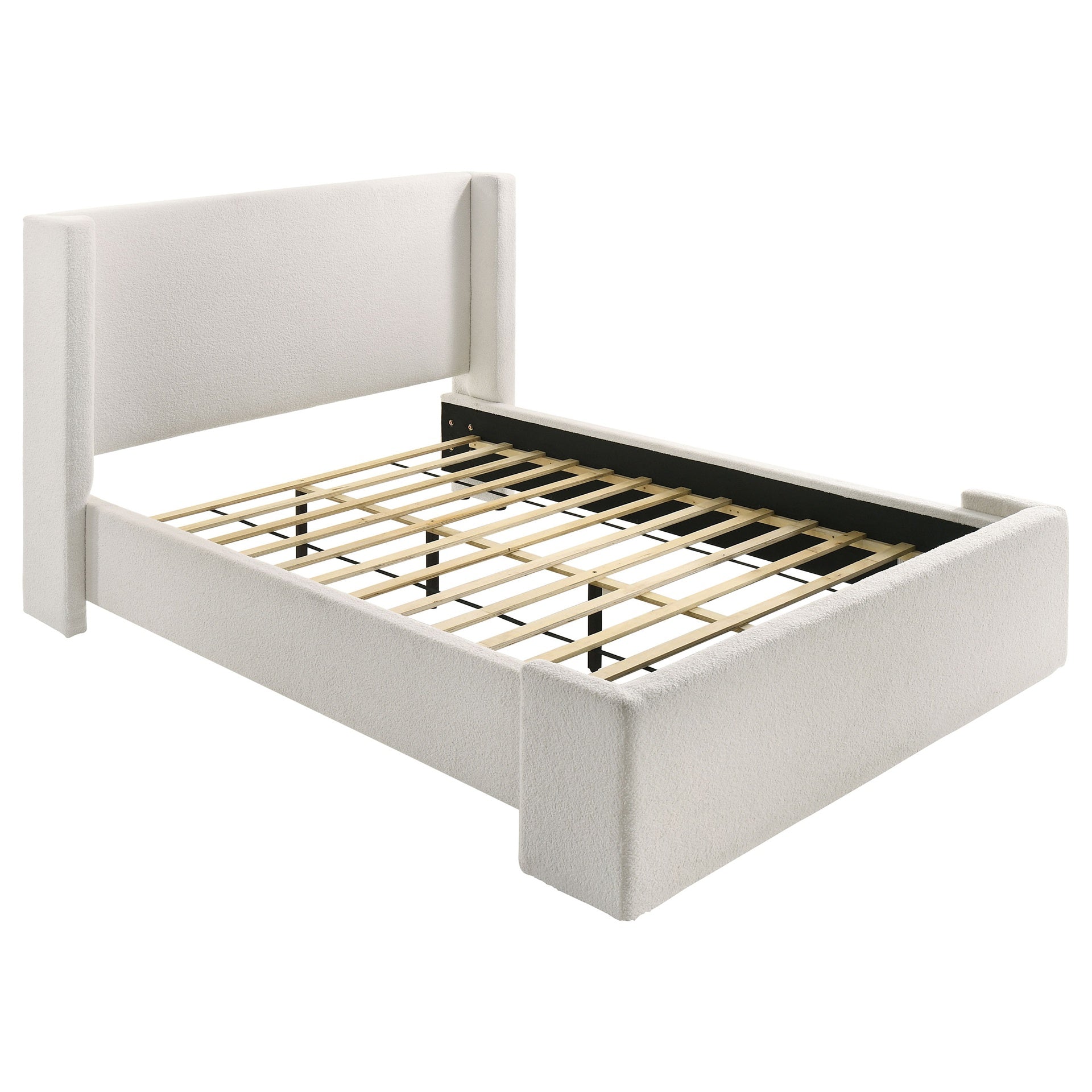 Froberg White Upholstered Wingback Queen Bed