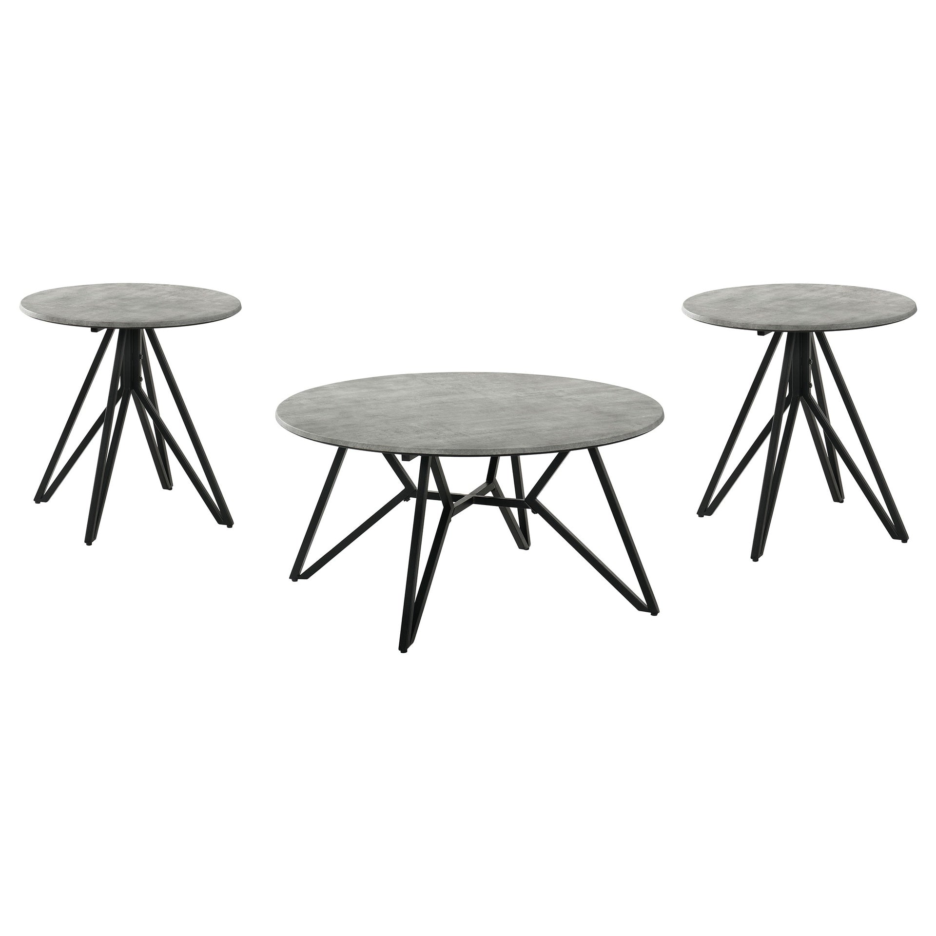 Garfield Cement 3-piece Round Coffee and End Table Set