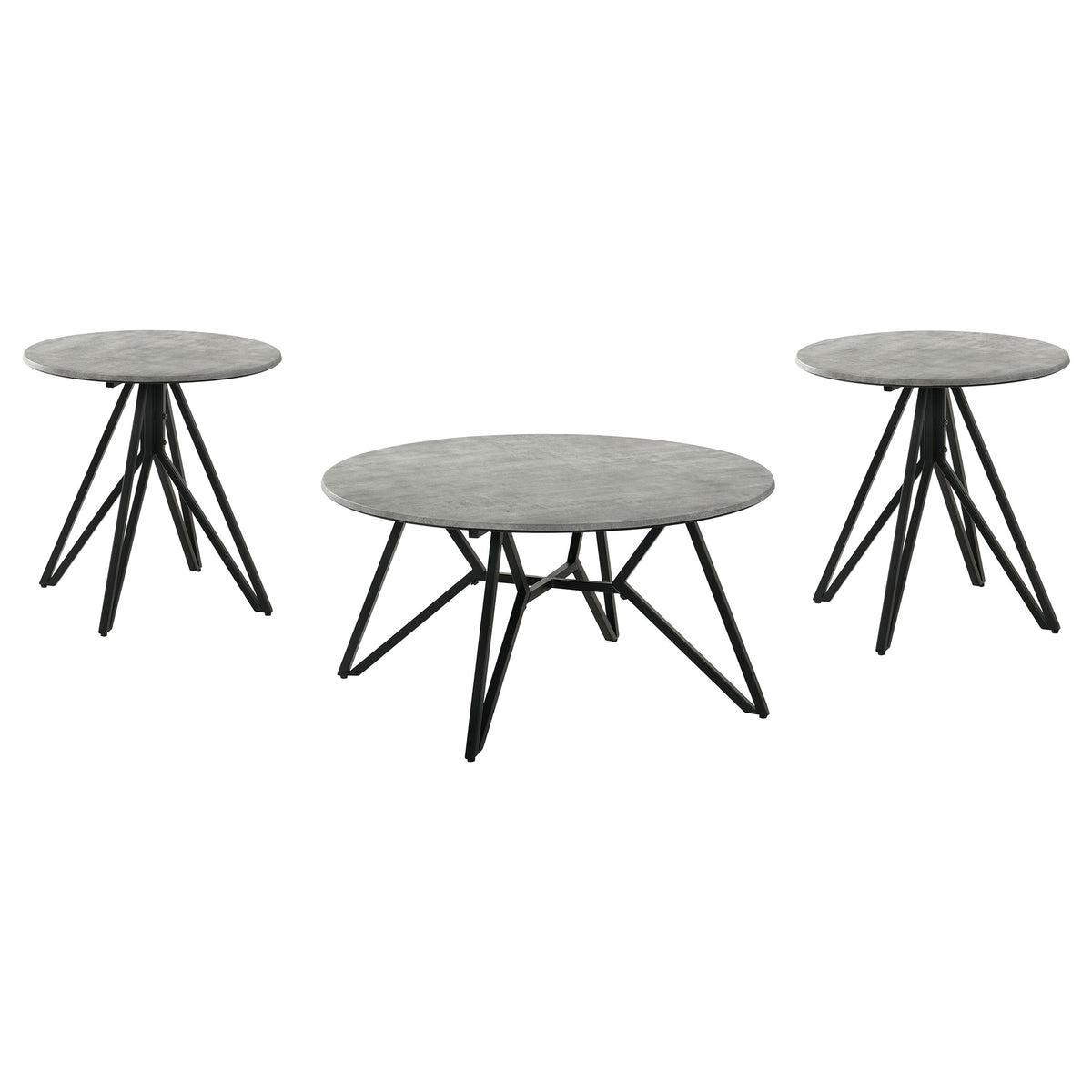 Garfield Cement 3-piece Round Coffee and End Table Set
