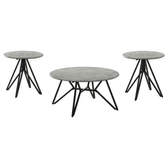 Garfield Cement 3-piece Round Coffee and End Table Set