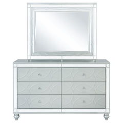 Arabesque Silver Metallic 6-drawer Dresser with Mirror