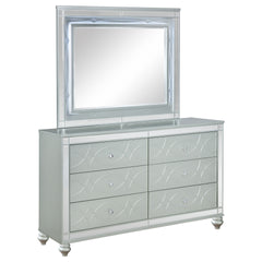 Arabesque Silver Metallic 6-drawer Dresser with Mirror