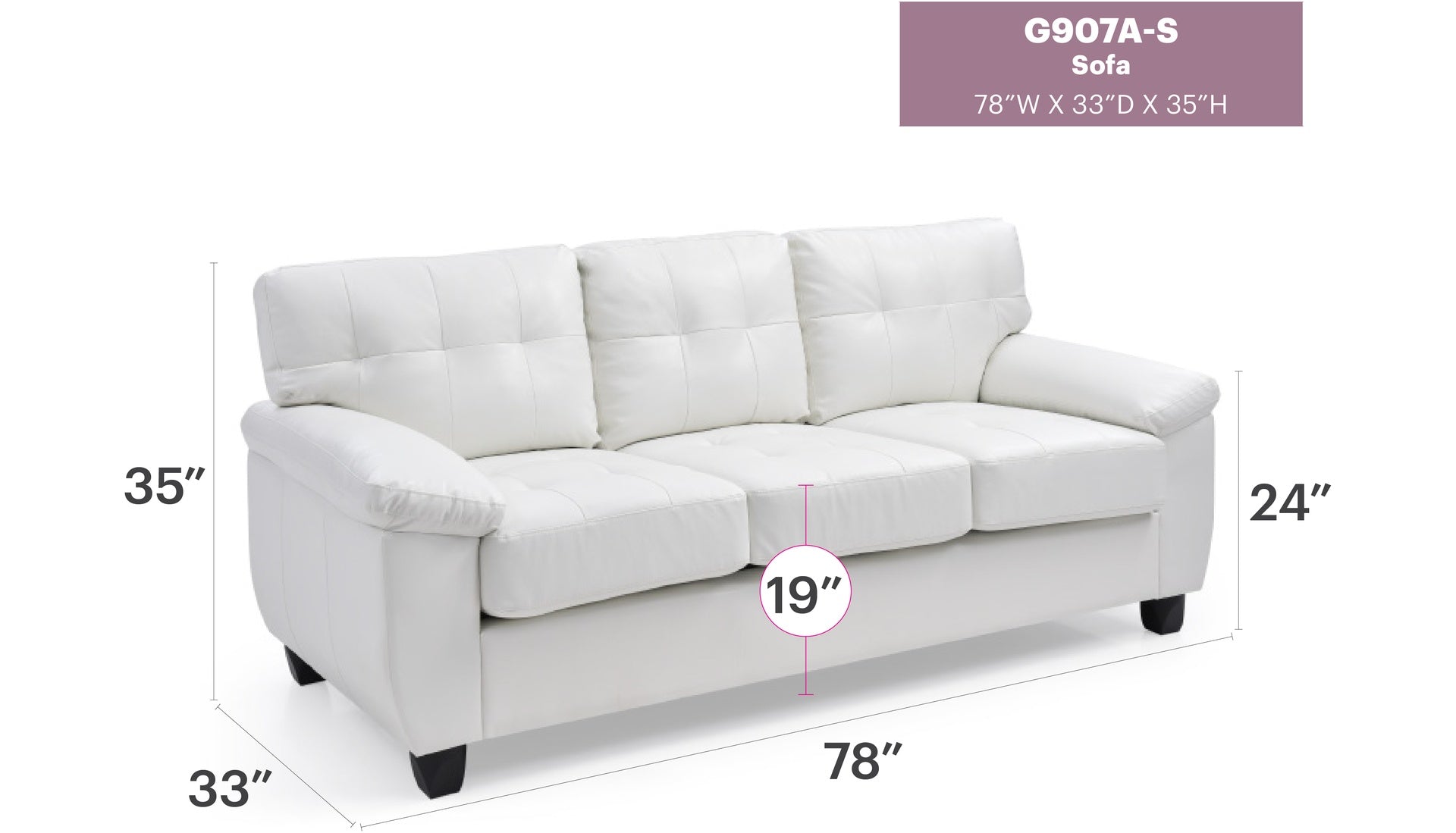 Gallant G907A-S Sofa , WHITE