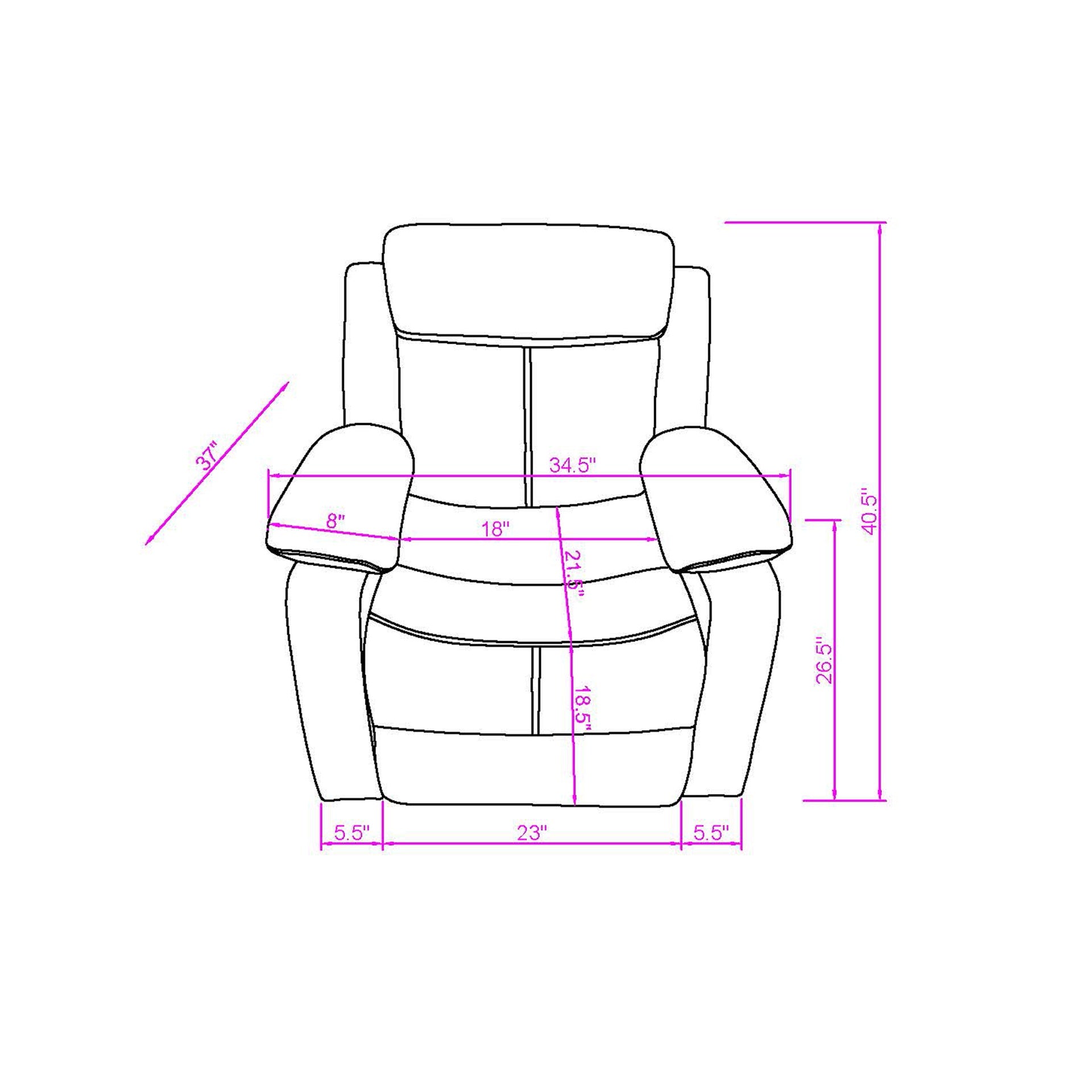 Blanche Grey Glider Recliner with LED