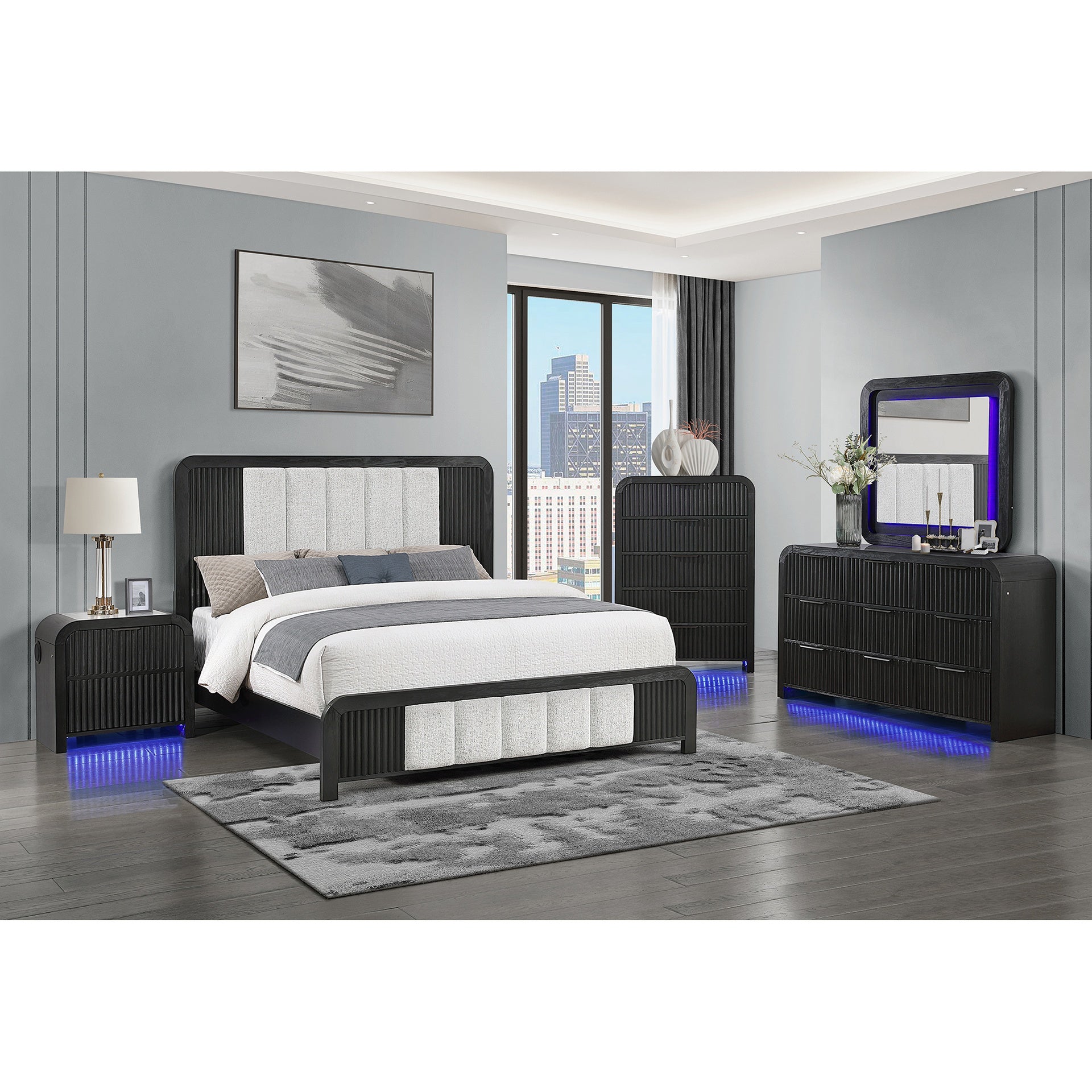Beverly Black and White 5PC King Bedroom Set