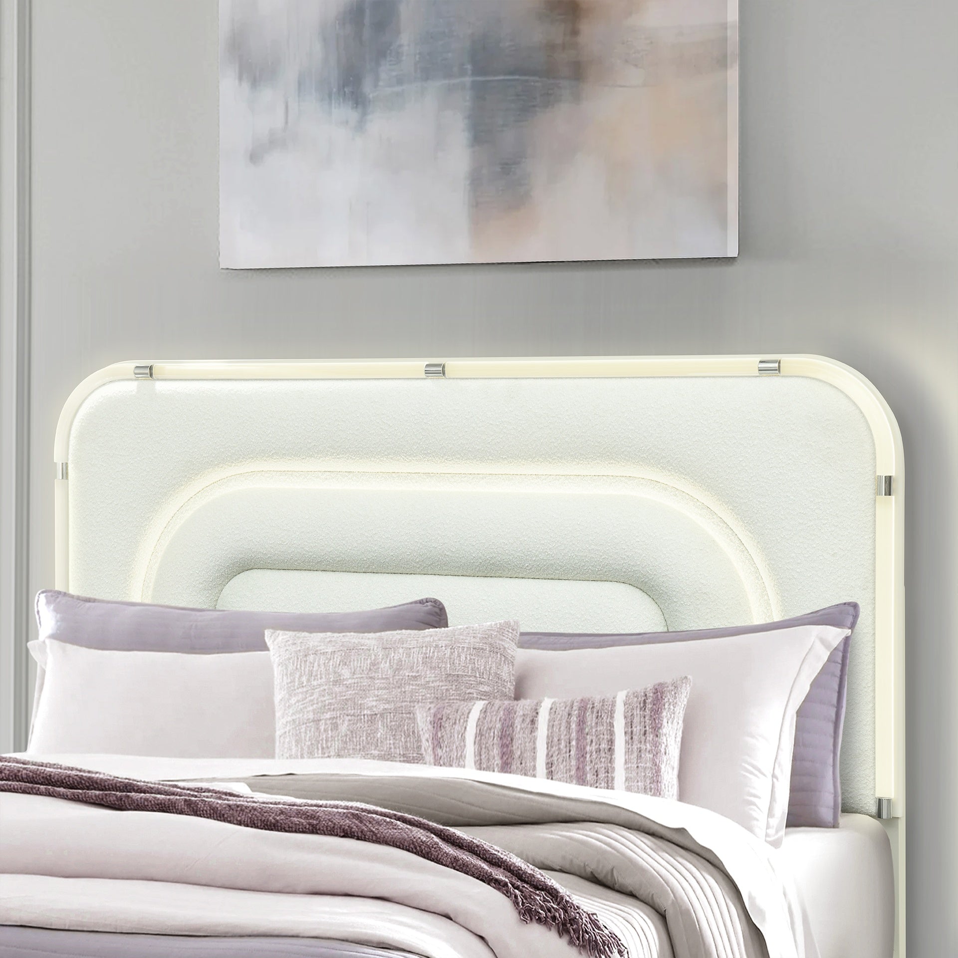 Nora Beige Queen Bed With LED