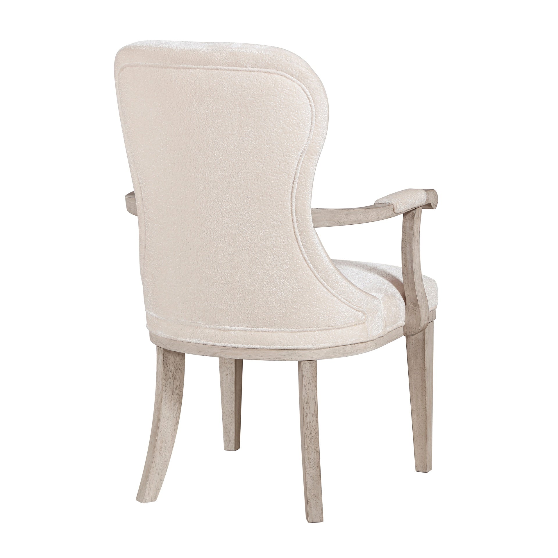 Traditional Elegance Armchairs Set of 2 Ivory Fabric Upholstery Durable Cushion Seat Back Classic Design Comfort Dining Furniture