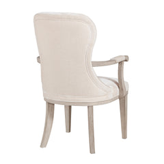 Traditional Elegance Armchairs Set of 2 Ivory Fabric Upholstery Durable Cushion Seat Back Classic Design Comfort Dining Furniture