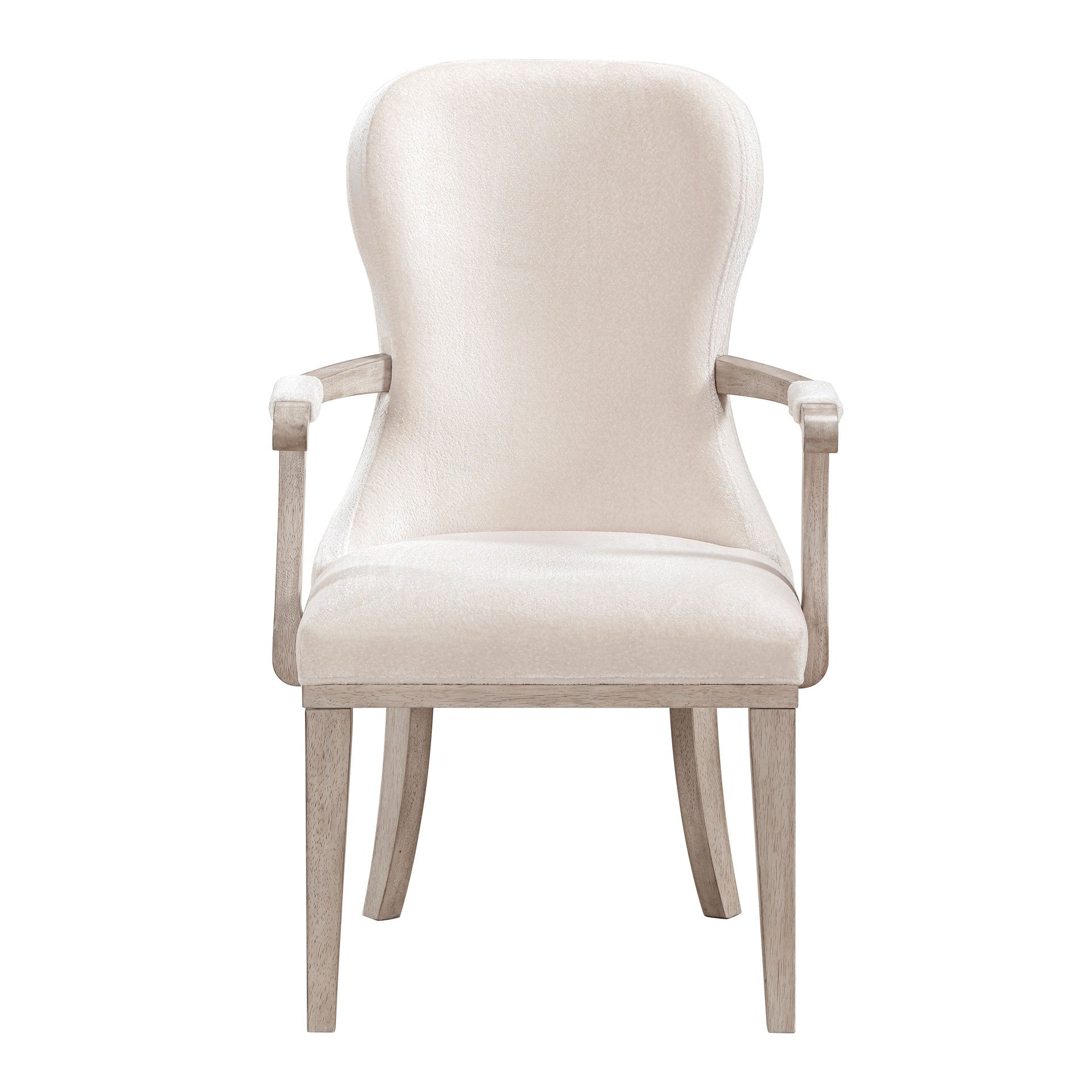 Traditional Elegance Armchairs Set of 2 Ivory Fabric Upholstery Durable Cushion Seat Back Classic Design Comfort Dining Furniture