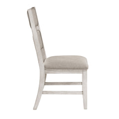 Modern Farmhouse Dining Side Chairs Set of 2 Antique White Finish Upholstered Seat Back Wooden Furniture